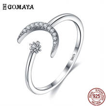 Gomaya-anel de prata esterlina 925 autêntica, abertura simples, ajustável, joia feminina de zircônia cúbica clara 2024 - compre barato