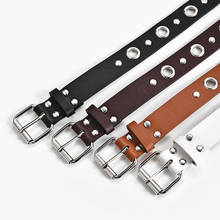 2020 Fashion Black White Grommets Leather Belts for Women Dress Hip Hop Punk Waist Belts Females 2024 - buy cheap