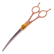 Pet grooming scissors 7 Polegada profissional tesouras de cabeleireiro barbeiro curvado tesoura de corte para baixo humano & cães & gatos 2024 - compre barato