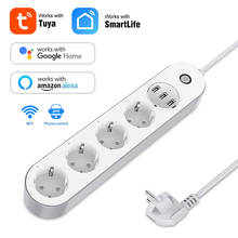 Wifi Smart Power Strip 4 EU Outlets Plug With 3 USB Charging Port Tuya/smart Life App Voice Control Work With Alexa Google Home 2024 - buy cheap