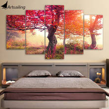 HD Printed 5 Piece Painting Seasons Trees Red Trees Forest Painting Large Canvas Art Wall Pictures for Living Room ny-7460C 2024 - buy cheap