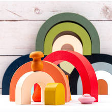 Игрушка Монтессори детская деревянная, Радужный штабелер, строительные блоки Дженга, Обучающие 3D игрушки для детей в скандинавском стиле, подарки 2024 - купить недорого