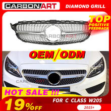 New benz C Class W205 Diamond Grille ABS Material For MB C180 C200 C250 C350 C400 C450 C220 Sporty 2015 2016 Front Grill 2024 - buy cheap