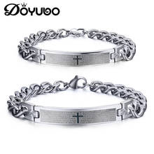 DOYUBO-pulsera de acero inoxidable con Cruz para amantes de las antigüedades, pulsera de cadenas de estilo Punk para parejas, cuadrado con Cruz, joyería nueva DD017 2024 - compra barato