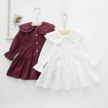 Vestidos coreanos con cuello Peter Pan para niña, traje de princesa de manga larga, ropa de bebé, ropa para niña 2019 2024 - compra barato