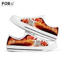FORUDESIGNS 3D Fire Guitar Printed Women Sneakers Shoes Music Notes Pattern Shoes for Woman Fashion Casual Canvas Ladies Shoes 2024 - buy cheap