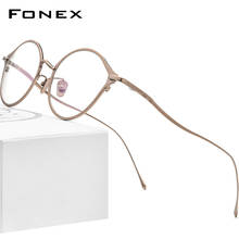 FONEX Pure Titanium Eyeglasses Frame Women Retro Cat Eye Prescription Glasses 2021 Cateye Myopia Optical Korean Eyewear F85657 2024 - buy cheap