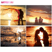 GATYZTORY fall in love DIY Painting By Numbers seaside Sunset Picture By Numbers Landscape Wall Art Acrylic Paint Home Decor Art 2024 - buy cheap