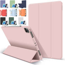 For IPad Pro 12.9 2018 2020 12 9 3th 4th With Pencil Holder Tablet Silicone Case Multifold Anti-fall Stand Protective Cover Case 2024 - buy cheap