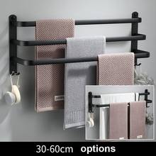 Bathroom Towel Rack Wall Mounted Towel Hanger All Black Towel Holder 30-60cm Towel Bar Kitchen Towel Holder Bathroom Accessories 2024 - buy cheap