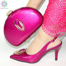 Conjunto de zapatos y bolsos italianos elegantes, Moda Africana, zapatos de tacón y bolso para boda, talla 38-42, Color rosa, 2019 2024 - compra barato