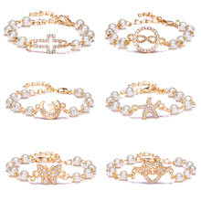 Rinhoo-pulsera de cristal de lujo para mujer, brazalete ajustable con encanto infinito, joyería de moda, pulseras de perlas con diamantes de imitación 2021 2024 - compra barato