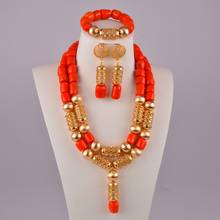 Nigerian Bride Wedding Jewelry Orange Natural Coral Bead Necklace Set Africa Wedding Banquet Costume Jewelry Set AU-56 2024 - buy cheap