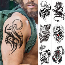 Водостойкая Временная тату-наклейка, дракон, Скорпион, волк, флеш-Татуировка крылья, крест, боди-арт, рука, Сова, маори, тотем поддельный, тату для мужчин 2024 - купить недорого