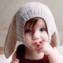 Baby Knitted Hats Thicken Children Warm Autumn Winter Long-eared Rabbit Ears Hat Cute Baby Woolen Caps 2024 - buy cheap