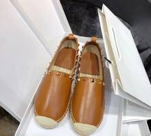 2020 Low Price Comfort Rivet SILVER FLATS Loafers Luxury Shoe Women Fisherman shoes Genuine Leather Ladies Moccasins Espadrilles 2024 - buy cheap