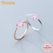 Женские кольца на палец Trustdavis, из серебра 925 пробы с розовым сердечком и кубическим цирконием, минималистичный дизайн, ювелирные аксессуары, DS379 2024 - купить недорого