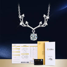 Silver 925 Original 1 Carat Diamond Test Past D Color Moissanite Deer Pendant Necklace Animal Shaped Gemstone Necklace Chain 2024 - buy cheap