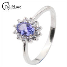 Kate Princess Same Style Engagement Ring 0.5ct Natural Tanzanite Silver Ring 925 Sterling Silver Tanzanite Wedding Ring for Girl 2024 - buy cheap