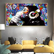 DJ Monkey Canvas Paintings Animals Poster and Print Colourful Graffiti Art Wall Art Picture for Living Room Home Decoration 2024 - buy cheap