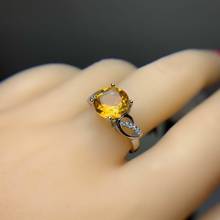 Real 925 Silver Ring 8MM Yellow Natural Gemstone Fine Jewelry Women Wedding Party Anniversary Gift Genuine Citrine Ring 2024 - buy cheap