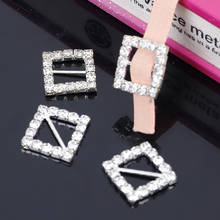 2019New 100Pcs Square Rhinestone Buckles Diamond Buttons Invitation Ribbon Slider For Wedding BK05-BK06 2024 - buy cheap