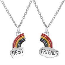 Best Friends Necklace Enamel Puzzle Rainbow Cloud Pendant Necklace BFF Friendship Jewelry Gift For Women Men Collares 2024 - buy cheap