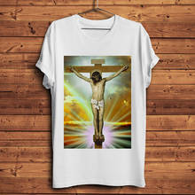 SKAM Iska unisex-Camiseta de manga corta para hombre, camisa informal de verano, con el mismo párrafo, Jesús y la cruz, color blanco 2024 - compra barato