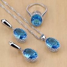 Natural 925 Silver Jewelry Sky Blue Australian Crystal Jewelry Sets For Women Earring/Pendant/Necklace/Ring 2024 - buy cheap