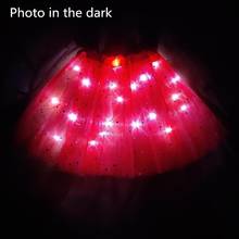 2020 saia tutu infantil feminina com led luz de ano novo, roupa para crianças tutu com estrela, princesa, festa, tule, saia vermelha para balé infantil 2024 - compre barato