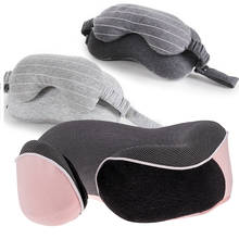 Plane Train Travel U Neck Pillow Eyemask Earplugs Kit Foldable Memory Foam Sleeping Pillow Seat Backrest Pad with Eyes Mask 2024 - buy cheap