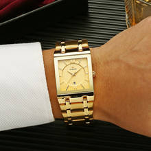 Relógios masculinos luxuosos de ouro 2021 wwoor, relógio de pulso quadrado quartzo impermeável de aço inoxidável da moda 2024 - compre barato