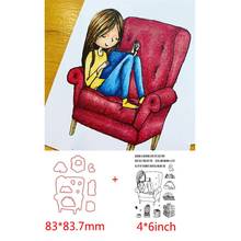 2020 New Girl Is Reading On Sofa Metal Cutting Dies& Coordinating Stamps For Scrapbooking Craft Die Cut Card Making Embossing 2024 - buy cheap