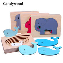 Candywood Children's Animal 3D Puzzles Wooden Toys Size Color Gradient Multi-layer Puzzle Kids Educational Toys 2024 - buy cheap