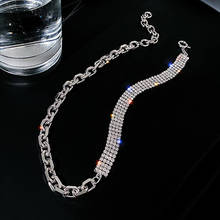 Exknl-collar de cadena de cristal para mujer, gargantilla de estilo hip hop, color plateado, joyería para el cuello, 2021 2024 - compra barato