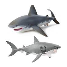 Grande modelo de animal de tubarão branco, brinquedo realista de segurança para crianças, modelo de animal de simulação 2024 - compre barato