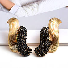 New Gold Metal Studded Full Rhinestone Dangle Drop Earrings Fine Jewelry Accessories For Women Wholesale Pendientes Bijoux Gift 2024 - buy cheap