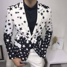 Luxury Men's Blazer Club Stage Clothing Stars Print Slim Fit Suit Jacket 2021 Fashion Designer Formal Wedding Blazers For Men 2024 - buy cheap