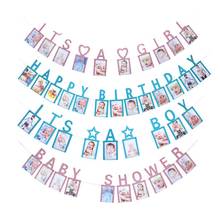 It is a boy or girl baby shower Happy Birthday Photo Banner for  first birthday boy party Gender Revea  Children's Day coration 2024 - buy cheap