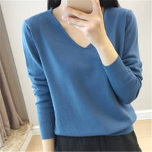 Korean Fashion Spring Fall New Sweater Women Inside Loose Pullover Long Sleeve V-neck Knit Bottoming Shirt Pullovers PZ3384 2024 - buy cheap