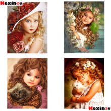 KEXINZU Full Square Diamond Painting 5D Girl Diamond Embroidery Cross Stitch Portrait Home Decoration Diamond Art 2024 - buy cheap