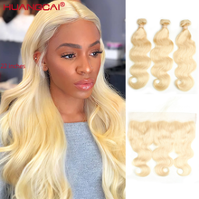 613 Honey Blonde Human Hair Weave 3 Bundles With Frontal Brazilian Body Wave Hair Extensions Golden Natural Remy Hair 4pcs/lot 2024 - buy cheap