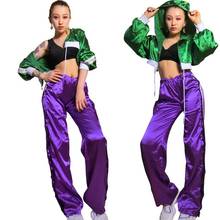 Terno de dança jazz, roupa de hip hop, dança com capuz, curto, traje feminino, boate, cantor, dançarino, roupa de dança para pole dance xs1413 2024 - compre barato