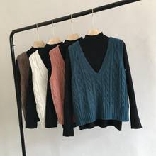 Spring Autumn Winter Women Knit Sweater Sleeveless Women Sweater Vest Ladies V-Neck Pullover Jumper Female Tank Tops Pull Femme 2024 - buy cheap