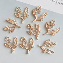 10Pieces 24*20 mm Metal With Rhinestone Leaf Decorative Handmade DIY Jewelry Making Accessories 2024 - buy cheap