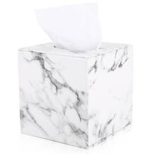 Marble Square Tissue Box PU Leather Roll Tissue Holder Cube Toilet Paper Box Napkin Box Cover Wooden Canister Dispenser 2024 - buy cheap