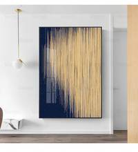 Cuadro decorativo moderno de estilo nórdico para decoración de la habitación, póster de arte de pared de lona con línea azul dorada abstracta creativa para Bar Vertical 2024 - compra barato