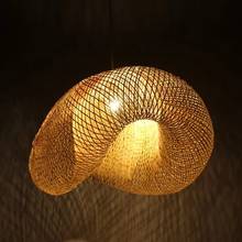 Handmade Bamboo Lamp Wicker Rattan Wave Shade Pendant Light Vintage Japanese Lamp Suspension Home Indoor Dining Table Room 2024 - buy cheap