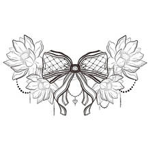 Big Bow-knot  Lotus Temporary Tattoo Stickers Diamond Necklace Chest Back Fake Tatoo Makeup Breast Art for Woman Girl 2024 - buy cheap