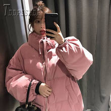 Parkas inverno à prova de vento gola feminina moda algodão parka casaco bolsos roupas 2024 - compre barato